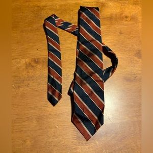 Peer Gordon Red Navy Blue Striped All Silk Neck Tie